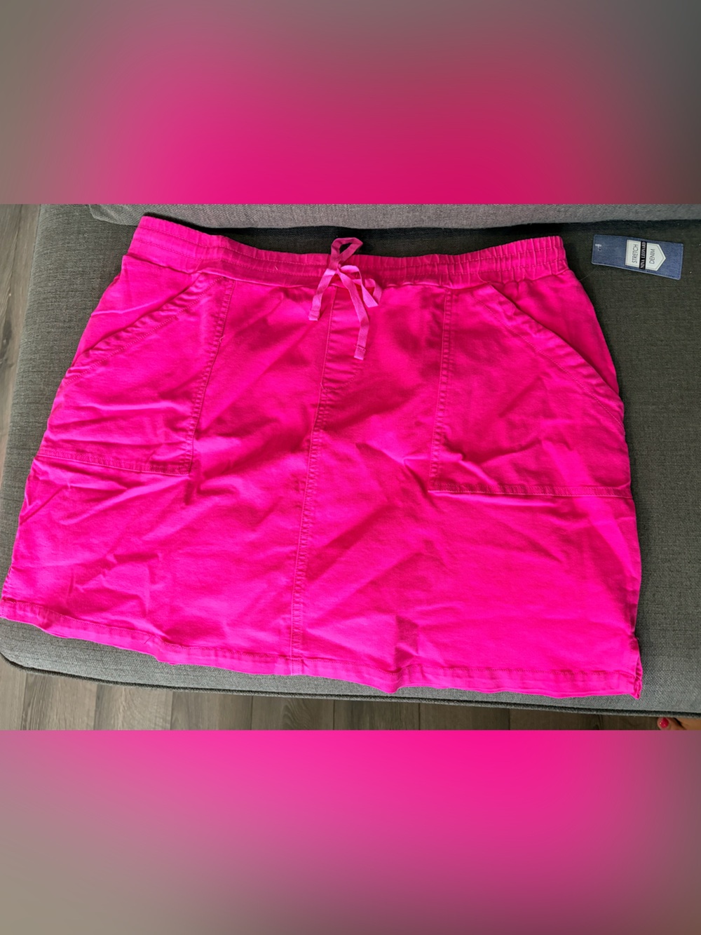 3X Bright Hot Pink Drawstring Skort